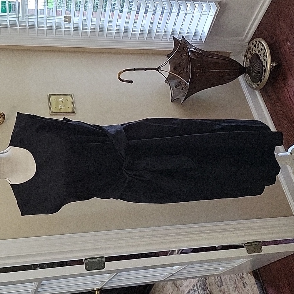 J. Crew black wool sleeveless dress tie waist round neck fitted pockets 4 EUC…